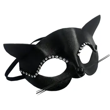 Ženy Black Cat Maska na Jemné Zvierat s Fúzov Polovicu Tváre Masku Maškaráda Masky na Maškarný Kostým Zobraziť Halloween Party