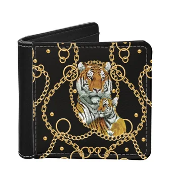 Barokový Tiger Reťazca Vzor Tlače Mužov Peňaženky Peniaze Bag, Slim Tenké Karty Dospelých Luxusné Samec Krátky Kabelku Billetera Para Hombres