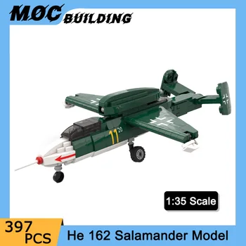 Tvorivá MOC Plesne 1:35 Rozsahu On 162 Salamander Vojenské Stíhačky Stavebné kamene, Tehly Modelu Lietadla Air Plane Hračky, Vianočné Darčeky