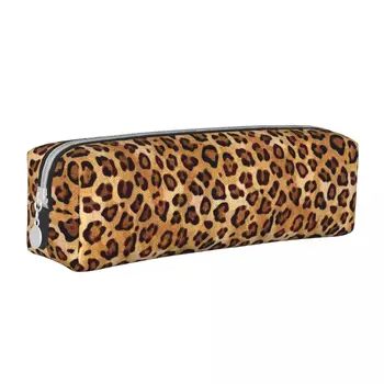 Rustikálny Textúra Leopard Tlač peračník Módne Ceruzky, Puzdro na Perá pre Študentov Veľká Kapacita Tašky Office Darčeky Papiernictvo