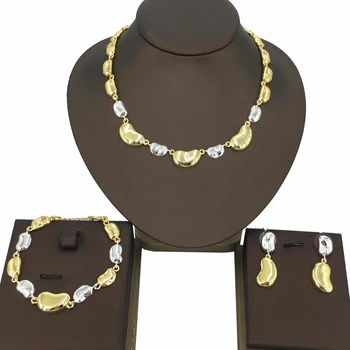 Dubaj Pozlátené Šperky Set Kúzlo Drahokamu Náhrdelník Náramok Náušnice Krúžok Na Svadbu, Nevesta Ženy Šperky Sady FHK15534
