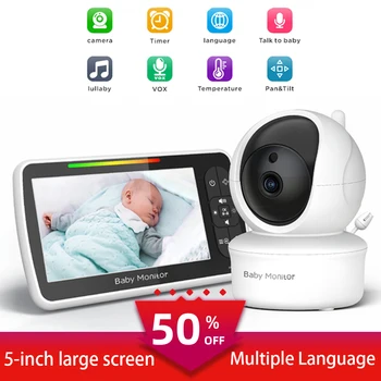 5in Baby monitor Dieťa surveillance camera pre matky, deti, deti surveillance camera monitor 1200mAh s diaľkovým nočné videnie