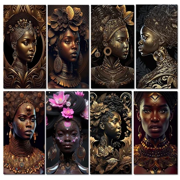 Africké Lady 5d Diy Diamond maľovanie na Predaj Portrét Plné Námestie Kolo Diamond Mozaika Nové 2024 Kamienkami Obrázkov Domova
