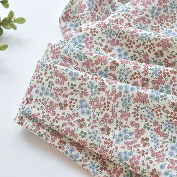 Červená a modrá malé Kvetinové Tkaniny bavlnené priadze patchwork košeľu deti sušenie textílie DIY taška 0,5 metra