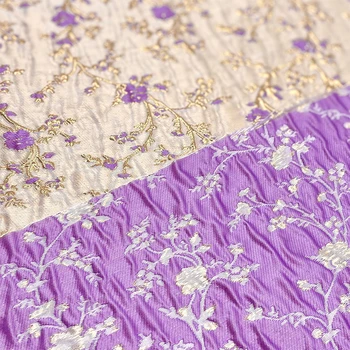 Plastický Žakárové Tkaniny Samoopaľovacie Zlato Purple Rose Dizajn Šijací Materiál Cheongsam Šaty, Odev, Textílie 145 Predáva Meter
