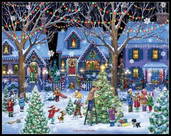 Vianočné Náladu - Počítajú Cross Stitch Súpravy - HOBBY Ručné Vyšívanie, Výšivky 14 CT Aida Sady DMC Farba