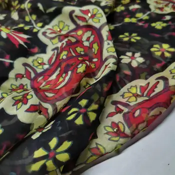 Nové Hodváb Drahokamu Textílie Bling Gem Paisley Tlače Saree Šaty Šatku Hidžáb Kvalitný Materiál