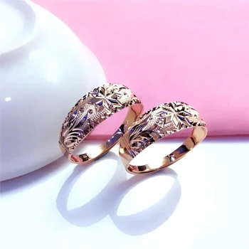 585 Fialové Zlato 14K Rose Gold Luxusné Lesklé Prstene pre Ženy Otvorenie Nádherné Remeselné Nové Klasické Šperky Deň Matiek Darček