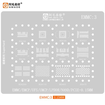 AMAOE EMMC3 BGA Vzorkovníka EMMC EMCP Nand Flash UFS LPDDR PCIE BGA153 BGA162 BGA169 BGA221 BGA254 BGA186 BGA200 BGA60 BGA70 Nástroje