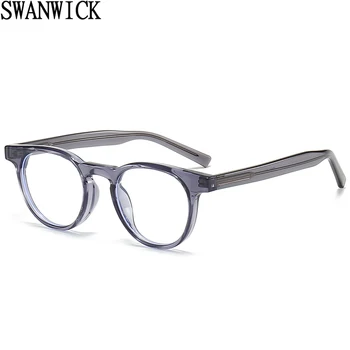 Swanwick kórejský štýl okrúhle okuliare retro ženy modré svetlo retro okuliare, rám pre mužov tr90 unisex čierna hnedá vysokej kvality