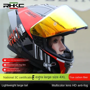 RHKC Unisex Uhlíkových Vlákien 9K Plnú Tvár Prilba s Clonu Motocyklové Prilby Cascos Para Motos 3 K Ľahkých Uhlíkových Shell Spp