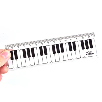 Kreatívne Klavíra Pravítko 15 cm 6in Hudobné Výrazy, Čierne a Biele Plastové