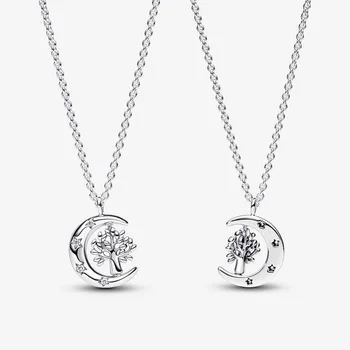 Nový Mesiac Náhrdelník a Rotujúce Strom Života Nádherné luxusné módne predáva aj pre Ženy S925 Mincový Striebro Šperky, Darčeky