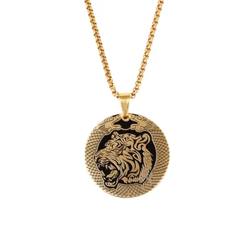 Móda Panovačný Nehrdzavejúcej Ocele Revúci Tiger Prívesok, Krásna Hlava Tigra Medailón Náhrdelník pre Mužov Trend Šperky