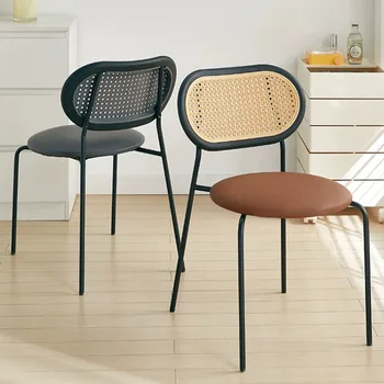 Retro Nordic ratan domov kovaného železa jedálenské stoličky späť stolice štúdia ľudovej jedálenský stôl a stoličky stoličky
