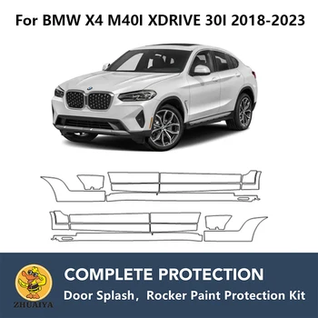 PreCut Rocker Panely Farba Ochrany Jasné Podprsenka Stráže Auta TPU PPF Pre BMW X4 M40I XDRIVE 30I 2018-2023
