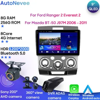 Android Multimediálne Pre Ford Ranger 2 Everest 2 Pre Mazda BT-50 J97M 2006 - 2011 Car Stereo CPU Rádio QLED Prehrávač, Navigácia Cam