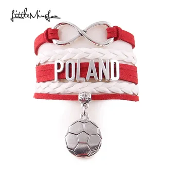 Malý Minglou Infinity kúzlo Poľsko náramok futbal kúzlo kožené zábal mužov náramky & prívesky pre ženy šperky