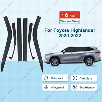 6Pcs Pre Toyota Highlander 2020 2021 2022 Dymu Okno Clonu Prieduch Auto Okno Deflektor Odtiene Slnko, Dážď Stráže 6X Markízy Telo Auta