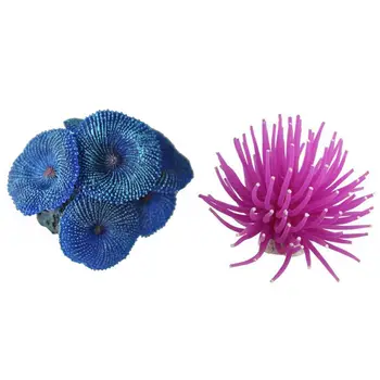 Nové 2ks Akvarijné Ryby Nádrž Mora Umelé Falošné Coral Ozdoby, Dekorácie - Fialová & Blue