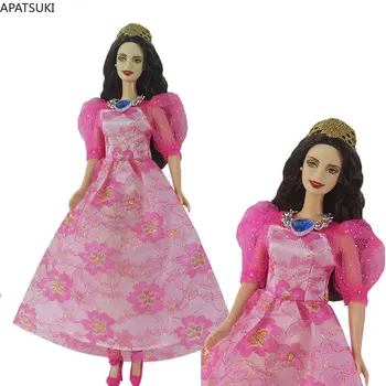 Ružový Kvet Princezná Šaty Pre Bábiku Barbie Oblečenie, Oblečenie Party Šaty Pre Barbie domček pre bábiky 1/6 Bábiky, Príslušenstvo DIY Deti Hračky