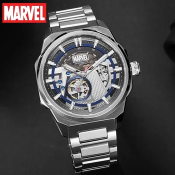 Marvel Pre Pánske Hodinky Automatické Avengers Kapitán Amerika Sapphire Crystal Duté Nové Mechanické náramkové hodinky Muž Vodotesné 50m