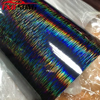 50cmx200/300 Vysoko lesklej čiernej Kartáčovaný Rainbow Vinyl Kovové Car Wrap Fólia DIY Styling Lepidlo na Auto, Motorku Nálepky
