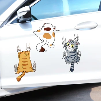 3X Zábavné Pet Mačka, Auto Nálepky, Horolezecké Mačky Zvierat Styling Nálepky karosérie Dekorácie Tvorivé Odtlačkový Auto Auto Dekor Príslušenstvo