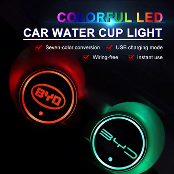 2 ks Auto LED Dráha 7 Farebný Svetelný RGB Svetlo Piť Pohár Mat Pre BYD Príslušenstvo f0 f3 T3 E5 E6 S6 S7 Tang atto 3 EV G3, G5, F3r