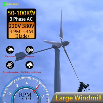 Zadarmo Energie 50000W 100000W 50KW 100 kw, ktorý Horizontálne Veterných Turbín Off Grid Systém Nízka Hlučnosť Veľký veterný Mlyn Pre Homeuse