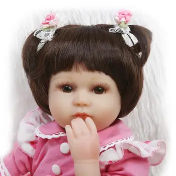 NPK Hnedé Krátke Rovné Vlasy, Pre 45 cm Bonecas Bebe Reborn Bábiky Kvalitné Vlasy Parochňa Na 18