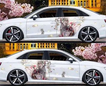 anime Inuyasha auto strane grafické nálepky kvalitný vinyl comics vhodné pre väčšinu vozidiel, car wrap odtlačkový aršík nálepiek Komické