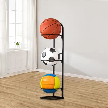 Jednoduché basketbal úložný stojan Iron art vrstvený loptu displej rack skrutky zadarmo prenosné vonkajšie futbal police B model black