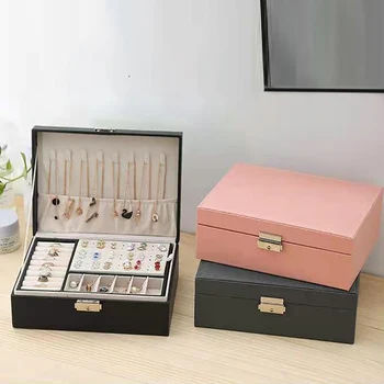 Čierna/Ružová Pochúťka Šperky Box Double-Layer Skrinka na odkladanie vecí Ideálny Vianočný Darček pre Priateľa, Milenca a Matka