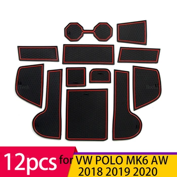Anti-Sklzu Mat Dvere Slot Pad Pohár Vankúš Groove Mat Gumy pre VW Volkswagen POLO MK6 AW 2018 2019 2020