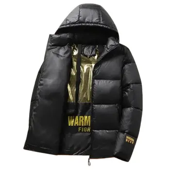 Kvalitné Luxusné pánske Zimné Móda Bežné Zahustiť Bunda Bavlna Vetrovka Kabáty s Kapucňou Vetru Teplé Plus Trend Mužov Oblečenie