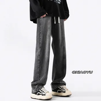 2024 Nový Štýl Street Bežné Neforemné Jeans pánske kórejský Módne Hip Hop Rovno Širokú Nohu, Nohavice Pár Džínsové Nohavice Z16