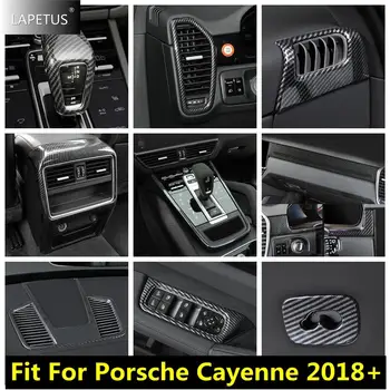 Vetracie Otvory Zásuvky / Okno, Výťah Tlačidlo / Gear Shift Hlavu Krytie Výbava Pre Porsche Cayenne 2018 - 2023 Auto Príslušenstvo Uhlíkových Vlákien