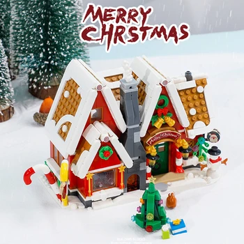 Klasické Santa Claus Zasnežené Dom Vianočný Stromček Stavebným Mesto Priateľmi Vianočné Kabíne Montáž Hračky Pre Deti Prázdninový Dary