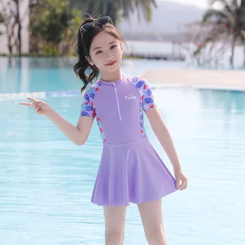 2KS Letné detské Plavky Junior Dievčenské Sukne Plávať Oblek Set S Šortky Dievčatá Plavky