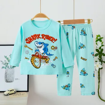 Dieťa Sleepwear detské Pyžamo Nastaviť Dlhý Rukáv Cartoon Bavlna Príčinné oblečenie pre voľný čas Oblečenie Nohavice Top Batoľa Letné Detské Oblečenie