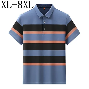 8XL 7XL 6XL Nové Letné High-End 95% Bavlna Pruhované Tričká Pre Mužov, Luxusné Značky Mens Polo Tričko Bežné Priedušná Mužské Košele