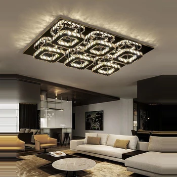 Obdĺžnikové Námestie LED Stmievateľné Zlata, Striebra, Krištáľové Lustre Lamparas De Techo Stropné Svetlá.Stropné Svietidlo Pre Obývacia Izba