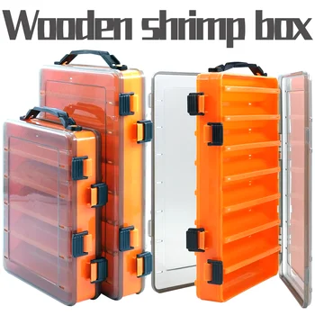 Obojstranné Lákať Box Double-layer Tool Box Pevného Návnada Skladovanie Príslušenstvo Okno Drevené Krevety Box Minnow Ceruzka Ryby Lákať Box