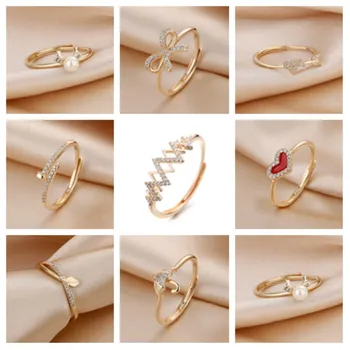 Nádherné Nastaviteľné Srdce Tvar Vykladané Zirkón prstene pre ženy osobnosti prst prsteň Luxusné elegantné šperky priateľstvo darček