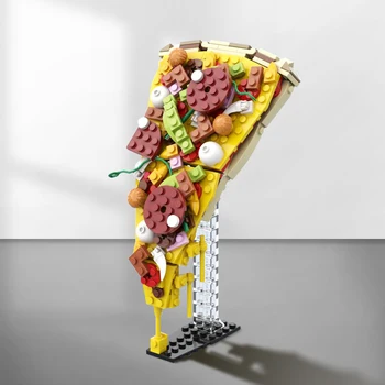 MOC Pizza Plátok Potravín Stavebné Bloky Pizza Tvorivé Potraviny Reklamné Displeja Tehál, Supermarket, Reštaurácia, Dekorácie, Darčeky, Hračky