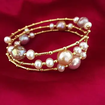 Prírodné Perly Módne Multi vrstvený Baroková Perla Otvoriť Náramok