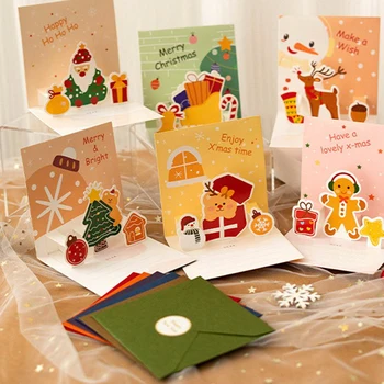 1Set 3D Pohľadnice Priateľ Rodiny Požehnanie Pohľadnica Obálky Na Narodeniny Nový Rok Vianočný Darček Kartou Strany Dodanie Príslušenstva