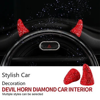 Auto Doplnky, Dekorácie Interiéru Anime Bling Lesk Diabol Rohy Roztomilý Red Diamond White pre Mini Cooper Panel Smart Auto