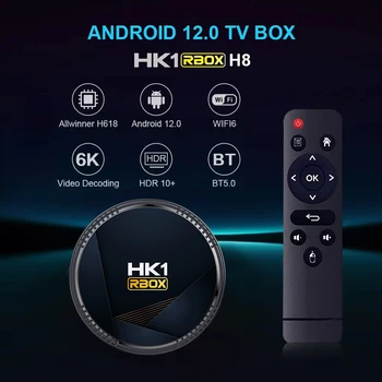 Set-Top Box Android 12 Allwinner H618 Quad Core Cortex A53 Podpora HD 6K video, Wifi, 6 Hlasových Multimediálny Prehrávač TV Box HK1 RBOX-H8